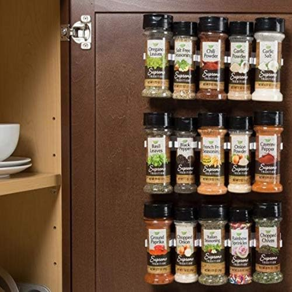 Organizer for Spices - Spice Rack Holds15 Spice Jars - 3M Adhesive Gripper Clip Strips Online now - Image 2